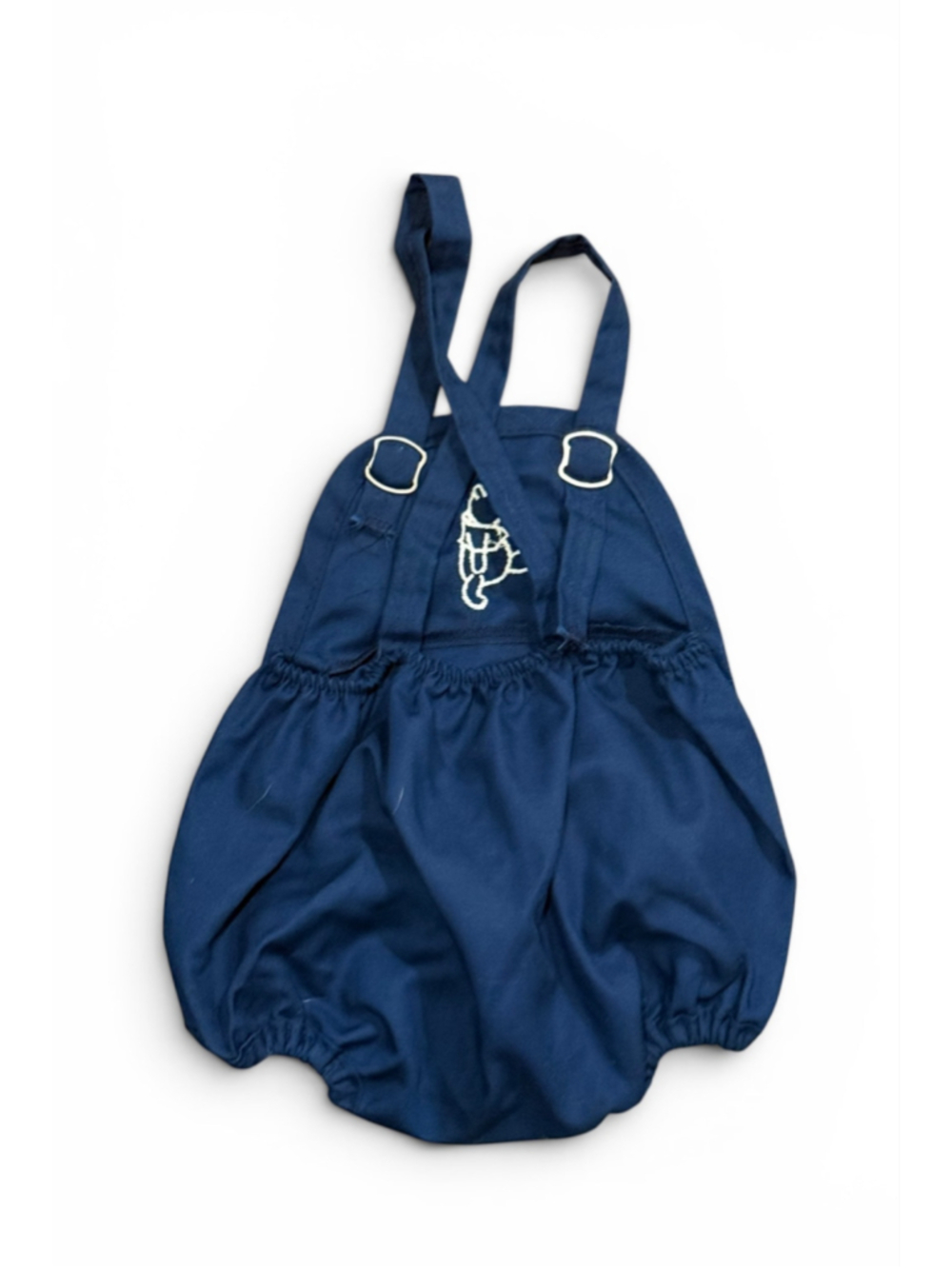 Vintage Baby Winnie the Pooh Navy Bubble Romper Sunsuit Embroidered Adjustable - Picture 3 of 4